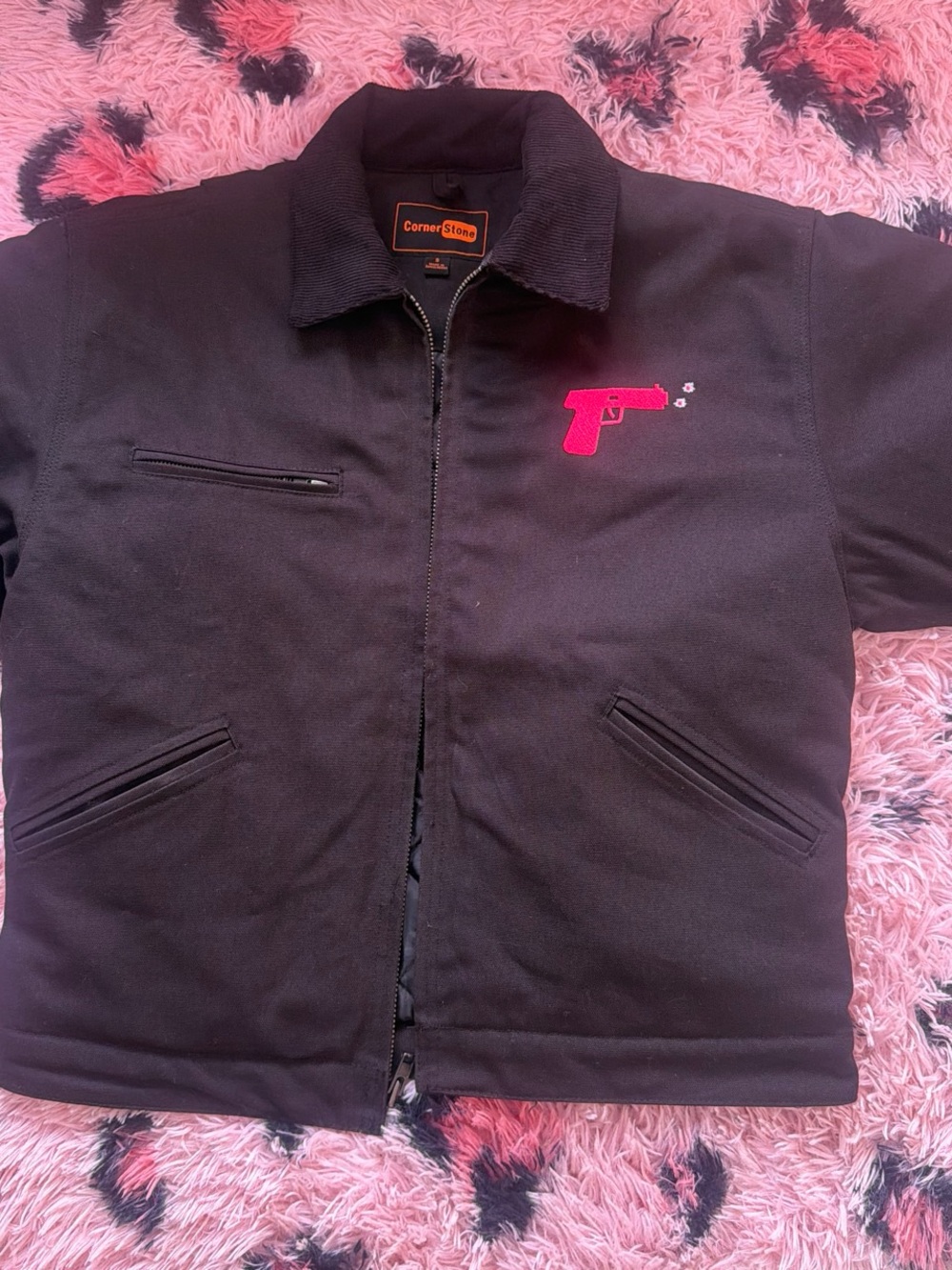 Women's pink pistol Black Work Jacket